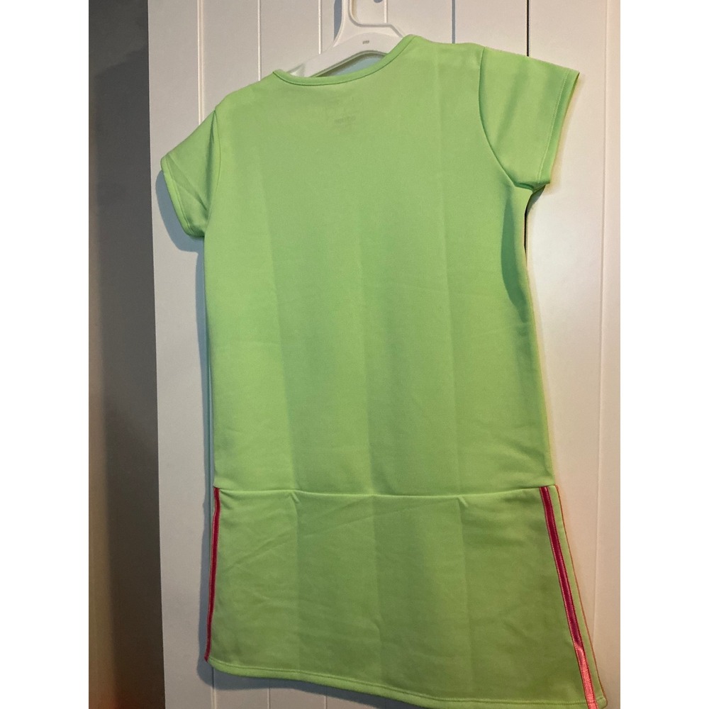 Adidas Girls Lime Green Pink Stripe Athletic Tennis Dress L 14 AZ0807 - Picture 4 of 4